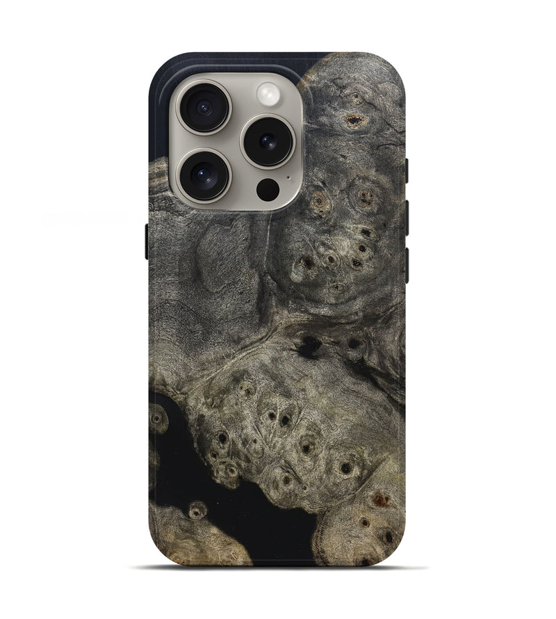 iPhone 16 Pro Wood Live Edge Phone Case - Aura (Pure Black, 823434)