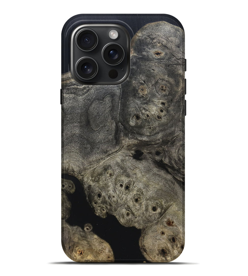 iPhone 16 Pro Max Wood Live Edge Phone Case - Aura (Pure Black, 823434)