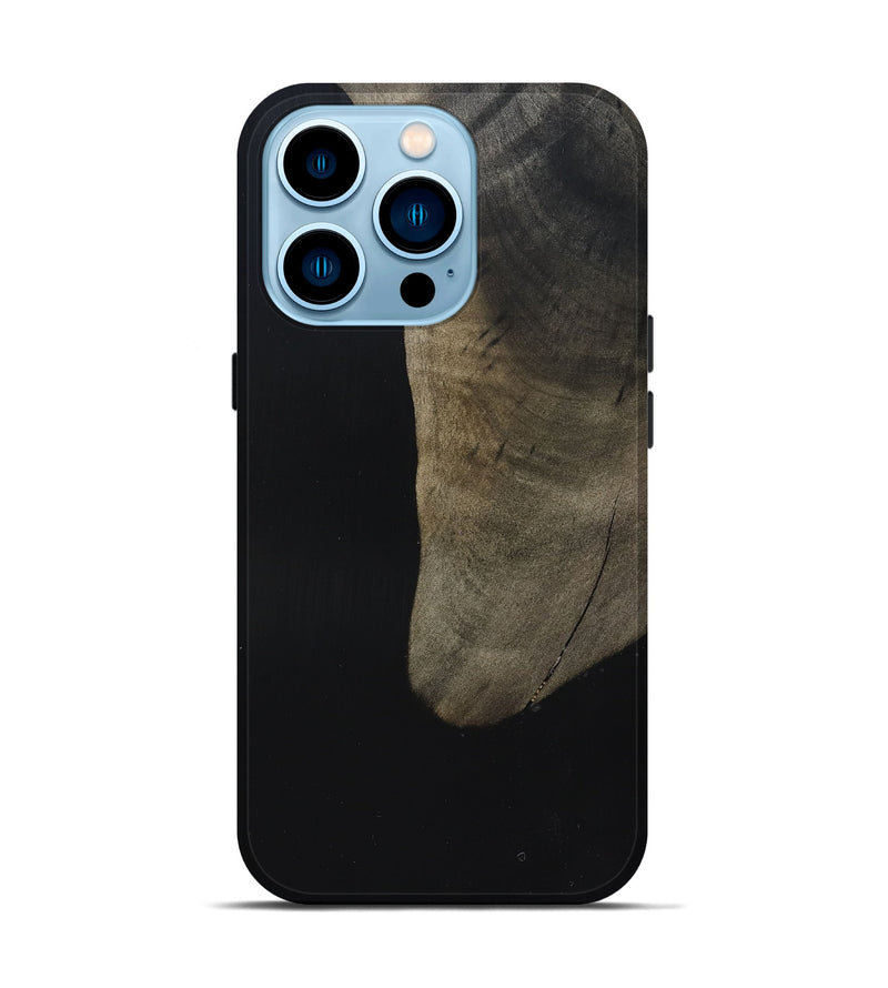 iPhone 14 Pro Wood Live Edge Phone Case - Maisy (Pure Black, 823435)