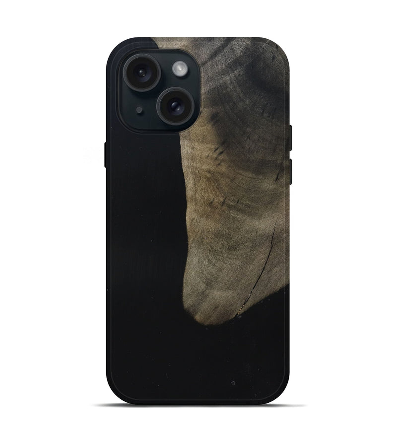 iPhone 15 Wood Live Edge Phone Case - Maisy (Pure Black, 823435)