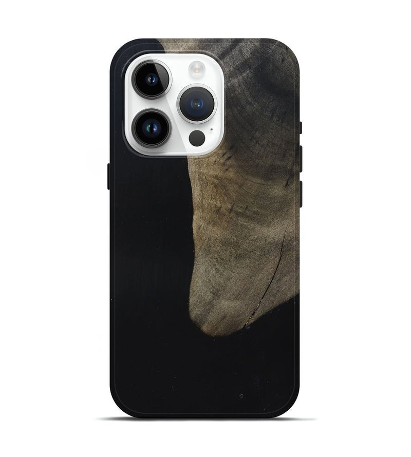 iPhone 15 Pro Wood Live Edge Phone Case - Maisy (Pure Black, 823435)