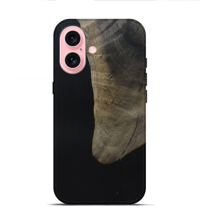 iPhone 16 Wood Live Edge Phone Case - Maisy (Pure Black, 823435)