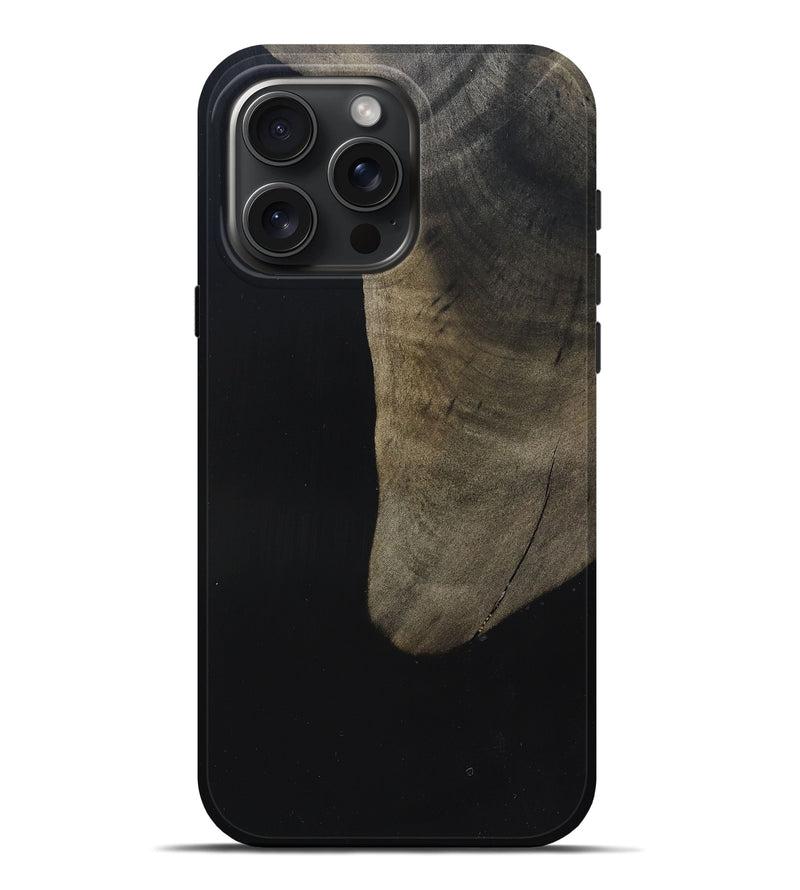 iPhone 16 Pro Max Wood Live Edge Phone Case - Maisy (Pure Black, 823435)
