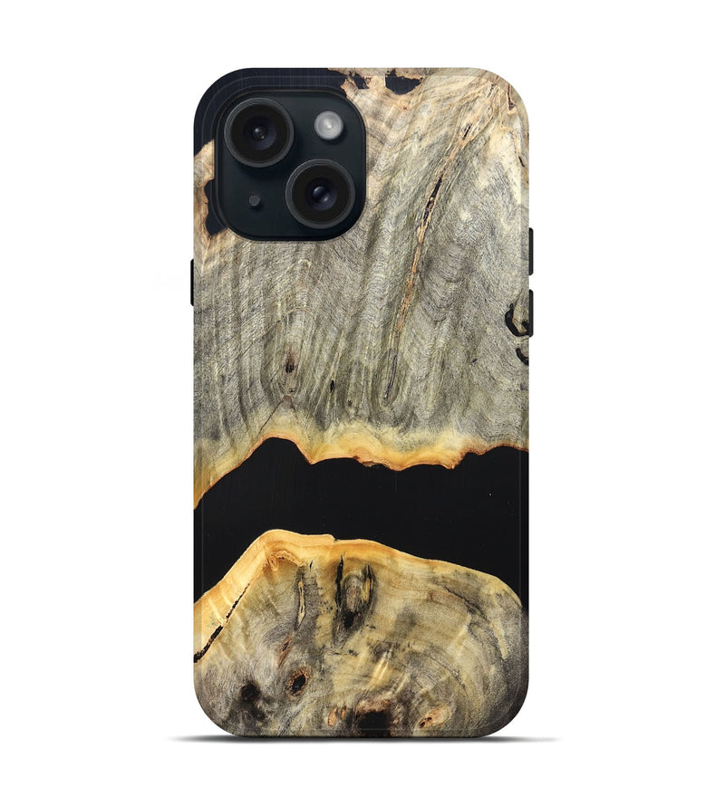 iPhone 15 Wood Live Edge Phone Case - Jordon (Pure Black, 823436)
