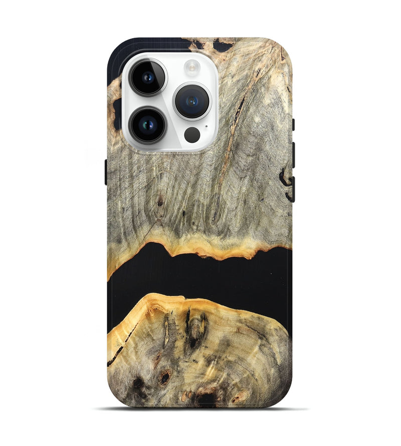 iPhone 15 Pro Wood Live Edge Phone Case - Jordon (Pure Black, 823436)