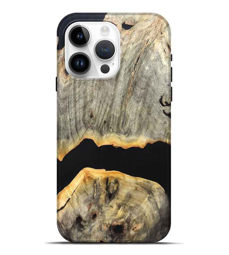 iPhone 15 Pro Max Wood Live Edge Phone Case - Jordon (Pure Black, 823436)