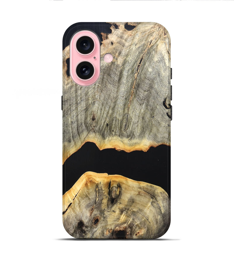iPhone 16 Wood Live Edge Phone Case - Jordon (Pure Black, 823436)