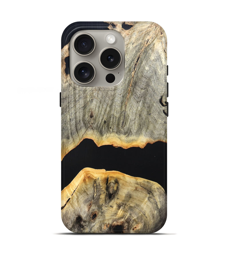 iPhone 16 Pro Wood Live Edge Phone Case - Jordon (Pure Black, 823436)