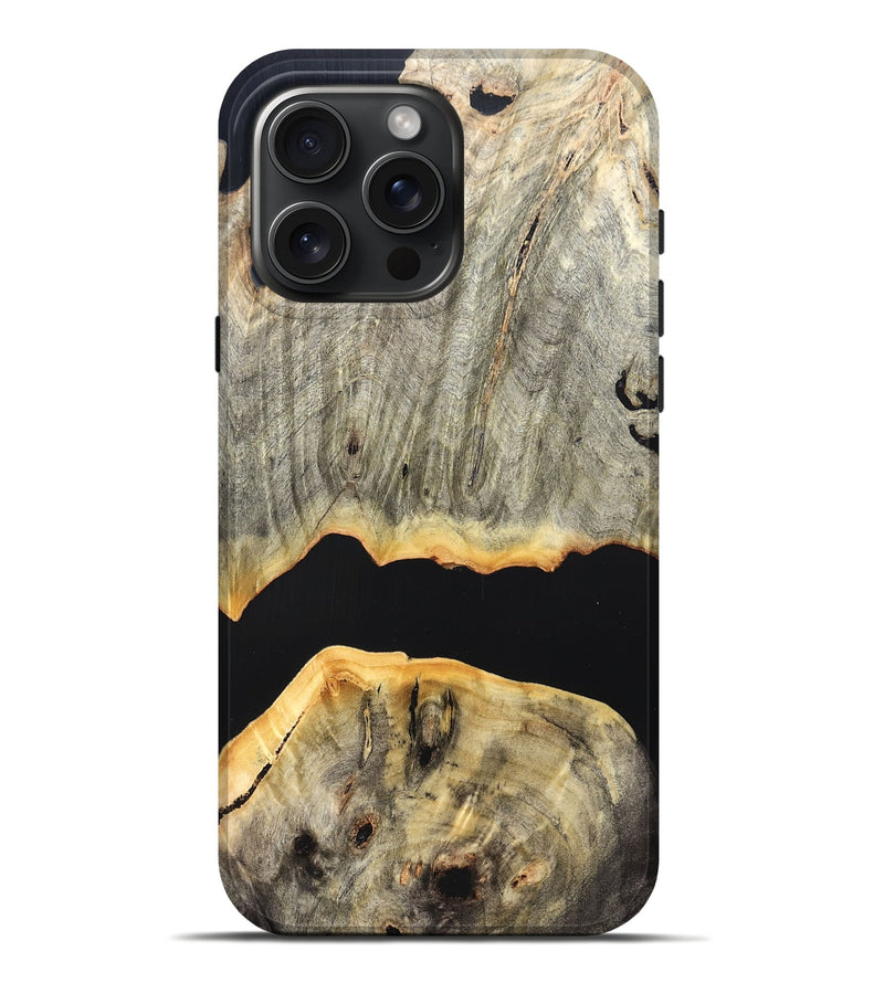 iPhone 16 Pro Max Wood Live Edge Phone Case - Jordon (Pure Black, 823436)