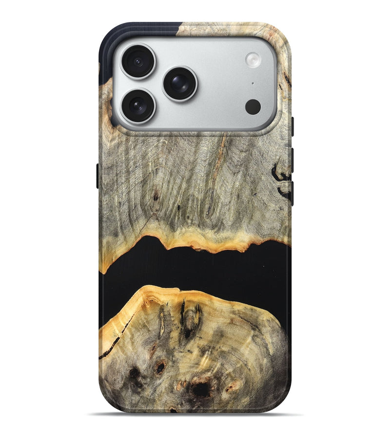 iPhone 18 Pro Max Wood Live Edge Phone Case - Jordon (Pure Black, 823436)