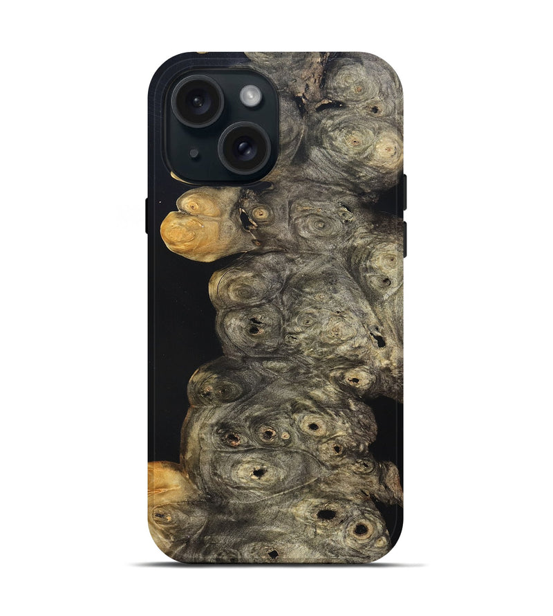 iPhone 15 Wood Live Edge Phone Case - Harry (Pure Black, 823437)