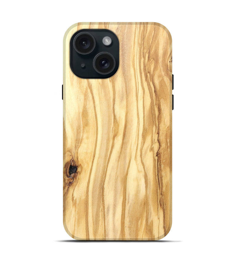 iPhone 15 Wood Live Edge Phone Case - Jenifer (Solid Wood, 823438)