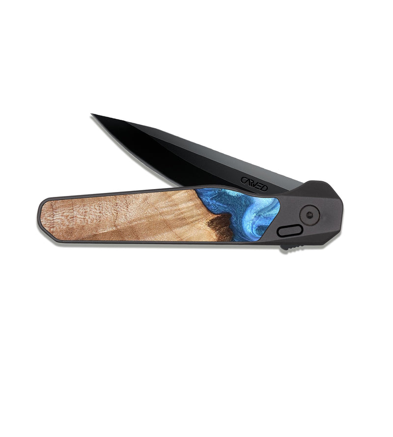 EDC Dark Slate Wood Pocket Knife - Kami (Blue, 823444)