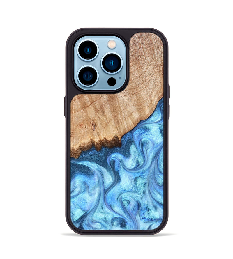iPhone 14 Pro Wood Phone Case - Kami (Blue, 823444)