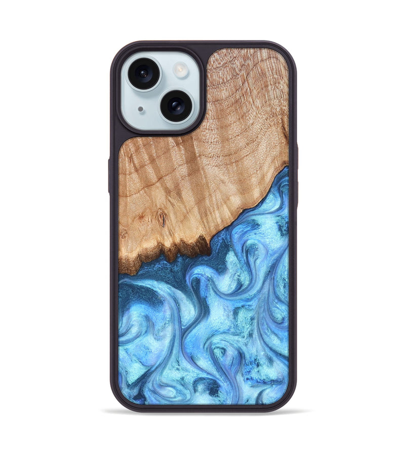 iPhone 15 Wood Phone Case - Kami (Blue, 823444)