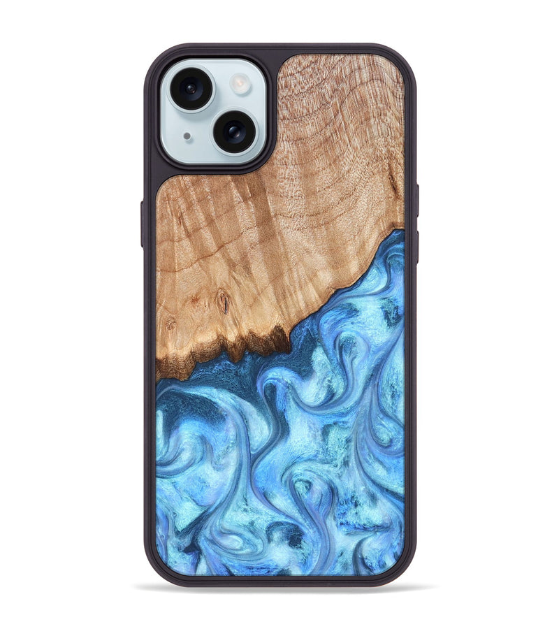 iPhone 15 Plus Wood Phone Case - Kami (Blue, 823444)