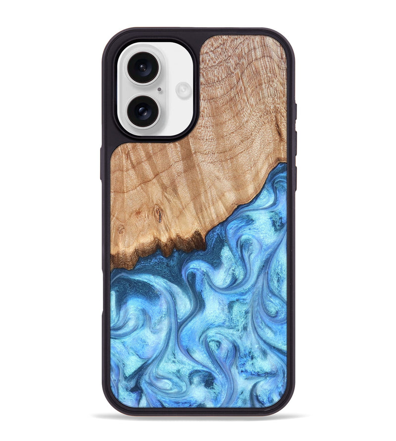 iPhone 16 Plus Wood Phone Case - Kami (Blue, 823444)