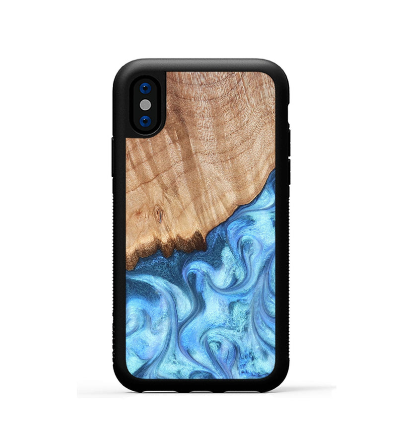 iPhone Xs Wood Phone Case - Kami (Blue, 823444)