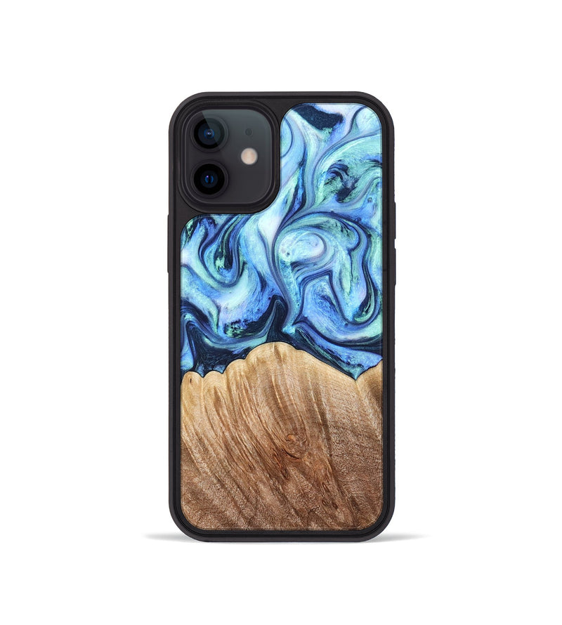 iPhone 12 mini Wood Phone Case - Vina (Blue, 823445)