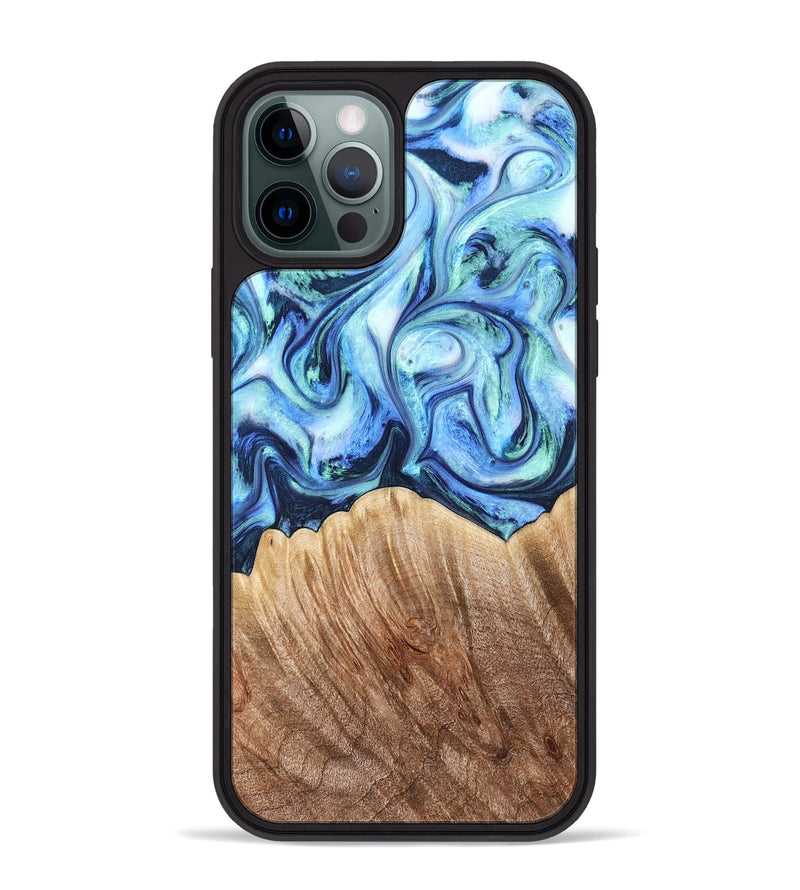 iPhone 12 Pro Max Wood Phone Case - Vina (Blue, 823445)