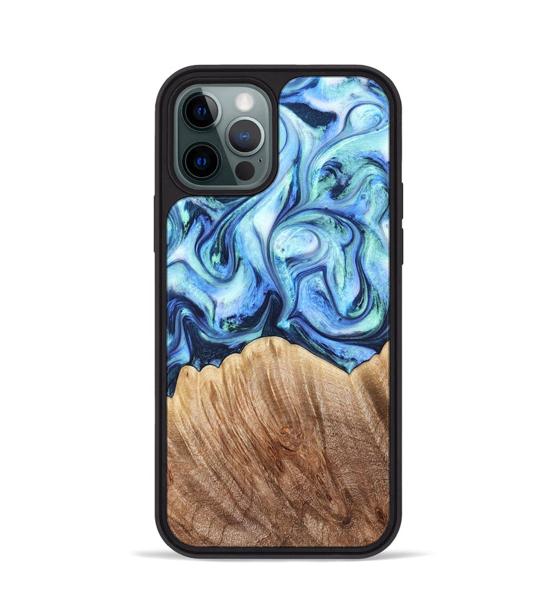 iPhone 12 Pro Wood Phone Case - Vina (Blue, 823445)
