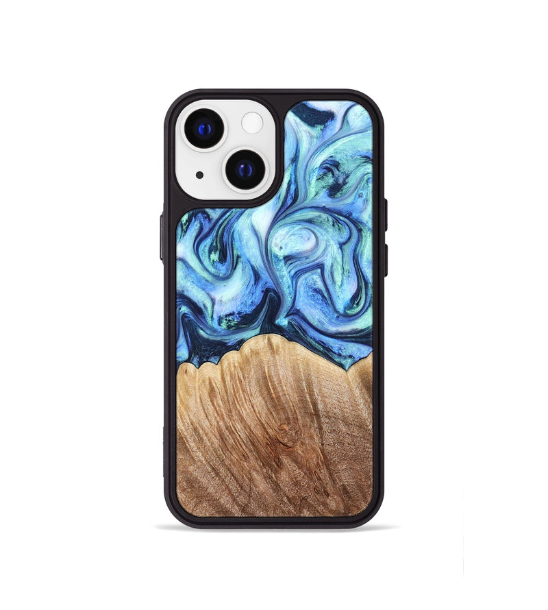 iPhone 13 mini Wood Phone Case - Vina (Blue, 823445)