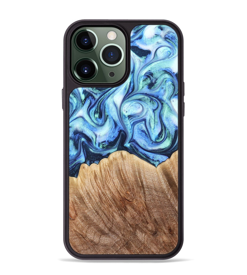 iPhone 13 Pro Max Wood Phone Case - Vina (Blue, 823445)