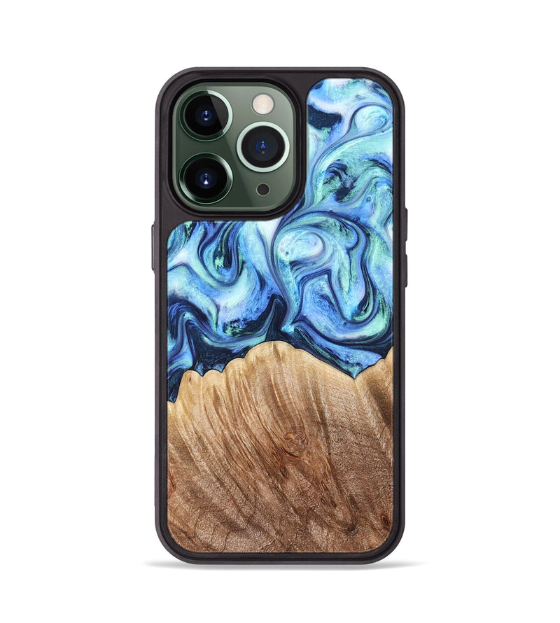 iPhone 13 Pro Wood Phone Case - Vina (Blue, 823445)