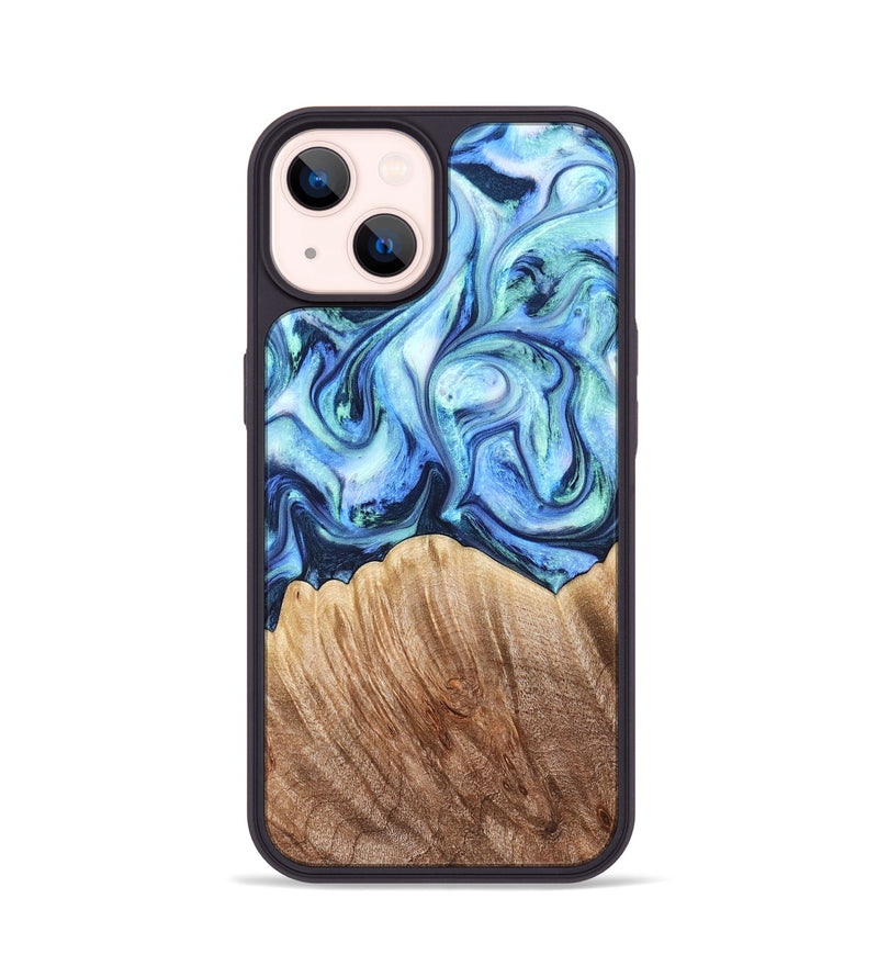 iPhone 14 Wood Phone Case - Vina (Blue, 823445)