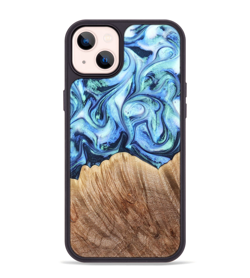 iPhone 14 Plus Wood Phone Case - Vina (Blue, 823445)