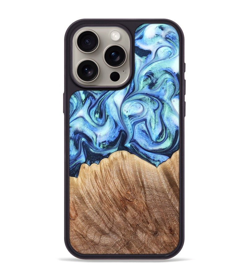 iPhone 15 Pro Max Wood Phone Case - Vina (Blue, 823445)