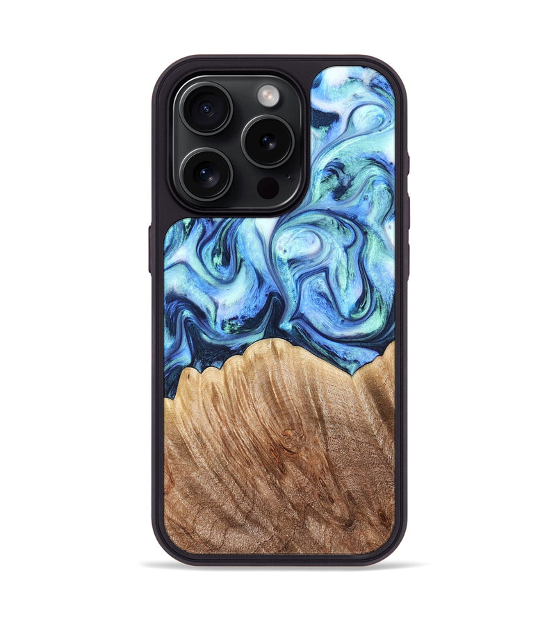 iPhone 15 Pro Wood Phone Case - Vina (Blue, 823445)