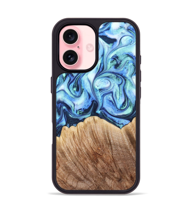 iPhone 16 Wood Phone Case - Vina (Blue, 823445)