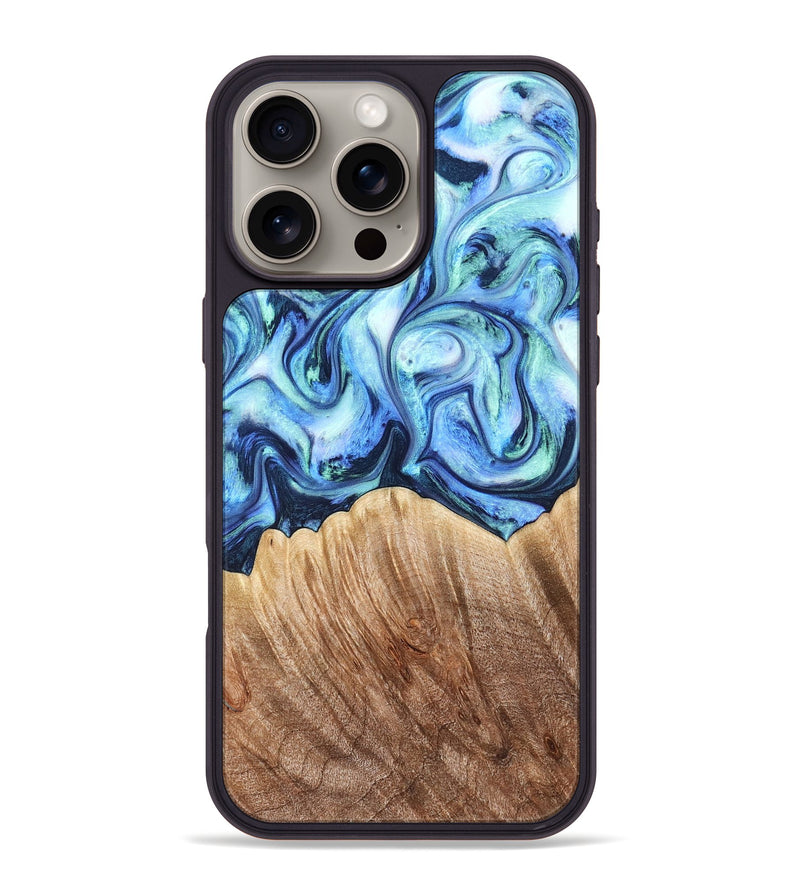 iPhone 16 Pro Max Wood Phone Case - Vina (Blue, 823445)