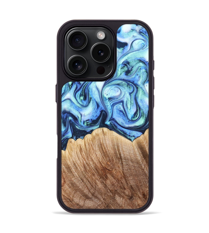 iPhone 16 Pro Wood Phone Case - Vina (Blue, 823445)