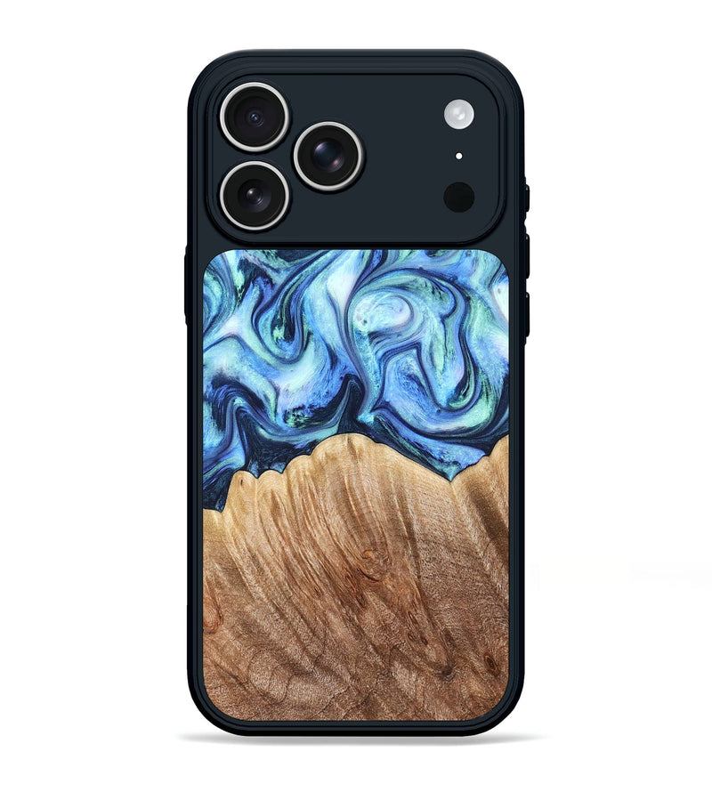 iPhone 17 Pro Max Wood Phone Case - Vina (Blue, 823445)