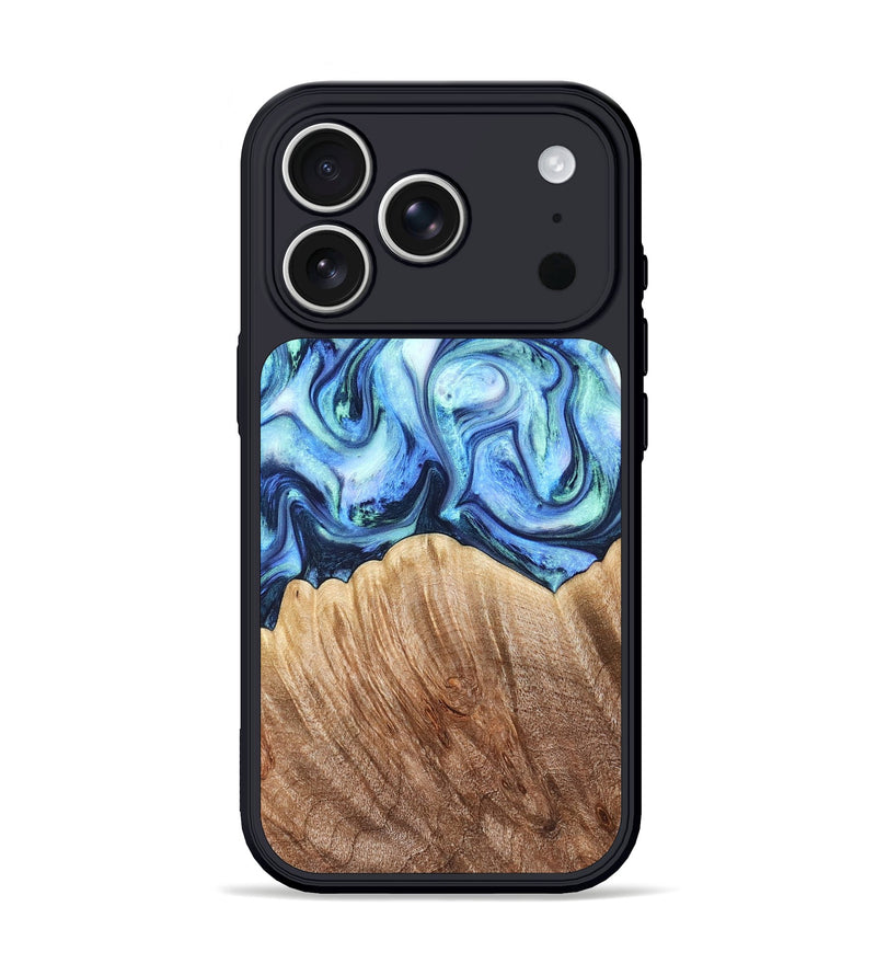 iPhone 17 Pro Wood Phone Case - Vina (Blue, 823445)