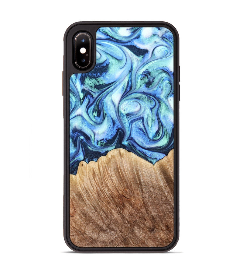 iPhone Xs Max Wood Phone Case - Vina (Blue, 823445)