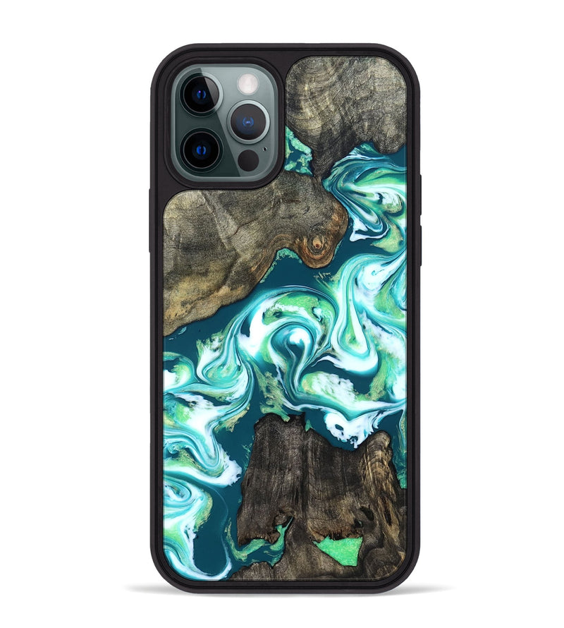 iPhone 12 Pro Max Wood Phone Case - Theda (Green, 823446)