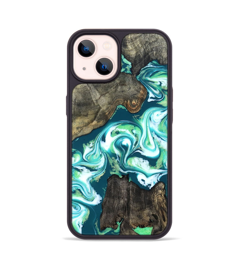 iPhone 14 Wood Phone Case - Theda (Green, 823446)