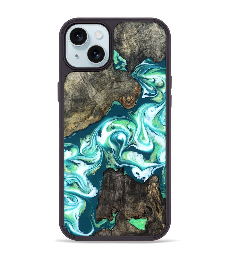 iPhone 15 Plus Wood Phone Case - Theda (Green, 823446)
