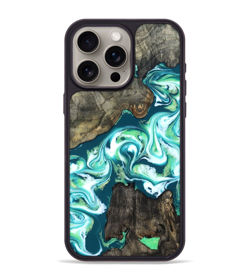 iPhone 15 Pro Max Wood Phone Case - Theda (Green, 823446)