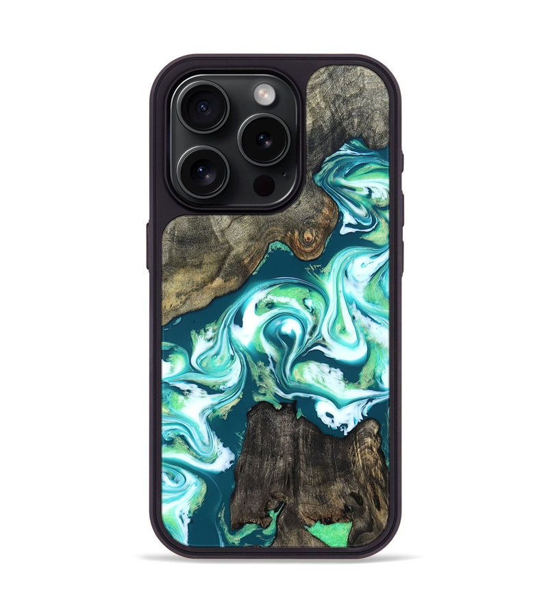 iPhone 15 Pro Wood Phone Case - Theda (Green, 823446)