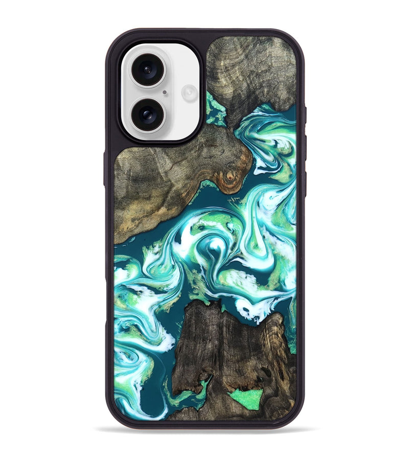 iPhone 16 Plus Wood Phone Case - Theda (Green, 823446)