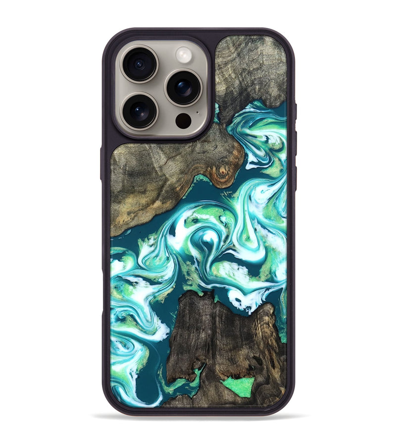 iPhone 16 Pro Max Wood Phone Case - Theda (Green, 823446)