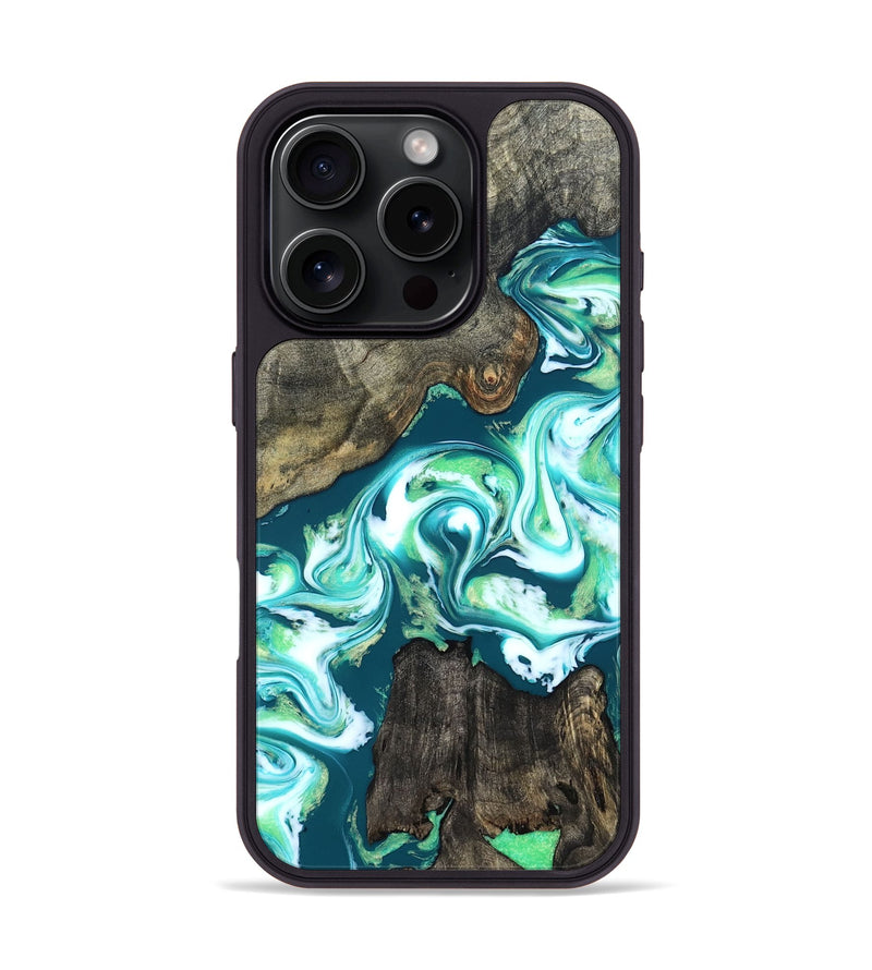 iPhone 16 Pro Wood Phone Case - Theda (Green, 823446)