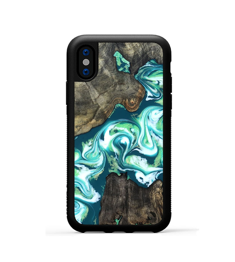 iPhone Xs Wood Phone Case - Theda (Green, 823446)