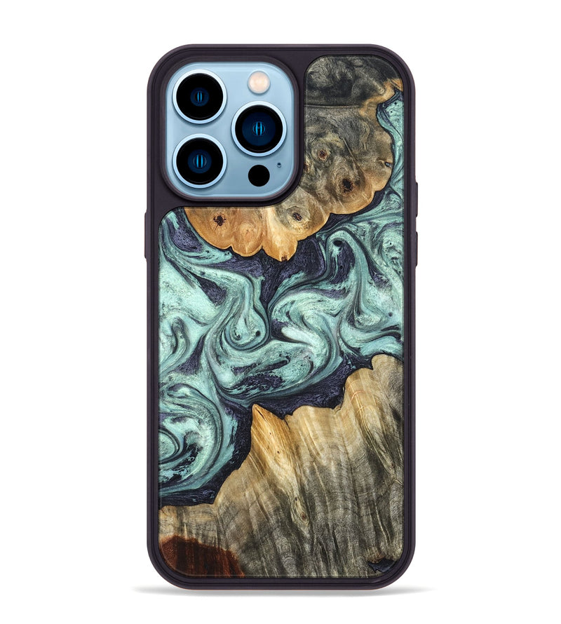 iPhone 14 Pro Max Wood Phone Case - Mya (Green, 823447)