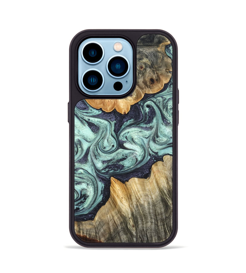 iPhone 14 Pro Wood Phone Case - Mya (Green, 823447)