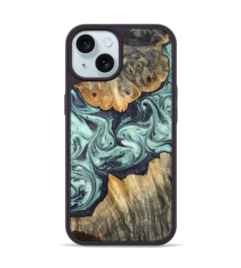 iPhone 15 Wood Phone Case - Mya (Green, 823447)